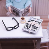 Maxbell Dollhouse Decoration Accessories Newspaper Glasses Coffee Set for Dollhouse