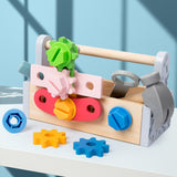 Maxbell Tool Box Toys Wooden Construction Toy for Matching Patterning Birthday Gifts