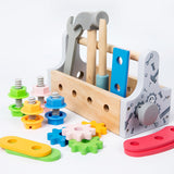 Maxbell Tool Box Toys Wooden Construction Toy for Matching Patterning Birthday Gifts