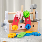 Maxbell Tool Box Toys Wooden Construction Toy for Matching Patterning Birthday Gifts