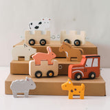 Maxbell Wooden Animal Train Set Educational Toy Animal Farm Train for Kids Girl Toys