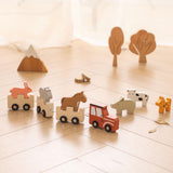 Maxbell Wooden Animal Train Set Educational Toy Animal Farm Train for Kids Girl Toys