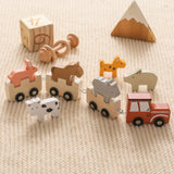 Maxbell Wooden Animal Train Set Educational Toy Animal Farm Train for Kids Girl Toys