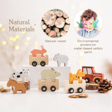 Maxbell Wooden Animal Train Set Educational Toy Animal Farm Train for Kids Girl Toys