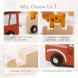 Maxbell Wooden Animal Train Set Educational Toy Animal Farm Train for Kids Girl Toys