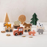 Maxbell Wooden Animal Train Set Educational Toy Animal Farm Train for Kids Girl Toys
