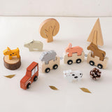 Maxbell Wooden Animal Train Set Educational Toy Animal Farm Train for Kids Girl Toys