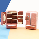 Maxbell 1:12 Dollhouse Miniature Double Door Refrigerator for Home Living Room Decor Chocolate