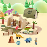 Maxbell Dinosaur Track Toy Imaginative Wooden Animal Toys Set for Kids Children Baby