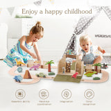 Maxbell Dinosaur Track Toy Imaginative Wooden Animal Toys Set for Kids Children Baby