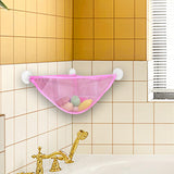 Maxbell Corner Shower Bag Bathroom Hanging Mesh Basket for Baby Boys and Girls Pink