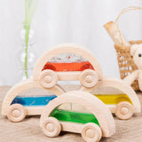 Maxbell 4 Pieces Wooden Car Toy Valentines Day Gifts for Kids for Birthday Gift Kids