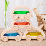 Maxbell 4 Pieces Wooden Car Toy Valentines Day Gifts for Kids for Birthday Gift Kids