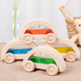 Maxbell 4 Pieces Wooden Car Toy Valentines Day Gifts for Kids for Birthday Gift Kids