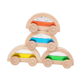 Maxbell 4 Pieces Wooden Car Toy Valentines Day Gifts for Kids for Birthday Gift Kids