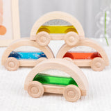 Maxbell 4 Pieces Wooden Car Toy Valentines Day Gifts for Kids for Birthday Gift Kids