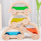 Maxbell 4 Pieces Wooden Car Toy Valentines Day Gifts for Kids for Birthday Gift Kids