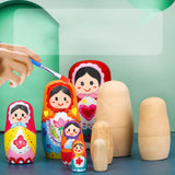 Maxbell 5x Wooden Russian Nesting Doll DIY Matryoshka Dolls for Office Birthday Home