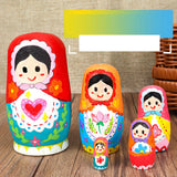Maxbell 5x Wooden Russian Nesting Doll DIY Matryoshka Dolls for Office Birthday Home