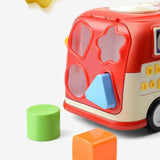 Maxbell Intellectual School Bus Baby Toy Bright Colors Baby Musical Bus Toys for Gift Red