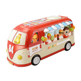 Maxbell Intellectual School Bus Baby Toy Bright Colors Baby Musical Bus Toys for Gift Red