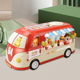 Maxbell Intellectual School Bus Baby Toy Bright Colors Baby Musical Bus Toys for Gift Red
