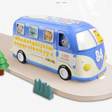 Maxbell Intellectual School Bus Baby Toy Bright Colors Baby Musical Bus Toys for Gift Blue