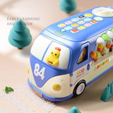 Maxbell Intellectual School Bus Baby Toy Bright Colors Baby Musical Bus Toys for Gift Blue