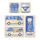 Maxbell Intellectual School Bus Baby Toy Bright Colors Baby Musical Bus Toys for Gift Blue