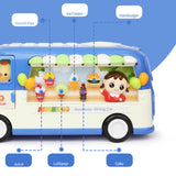Maxbell Intellectual School Bus Baby Toy Bright Colors Baby Musical Bus Toys for Gift Blue