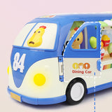 Maxbell Intellectual School Bus Baby Toy Bright Colors Baby Musical Bus Toys for Gift Blue