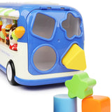 Maxbell Intellectual School Bus Baby Toy Bright Colors Baby Musical Bus Toys for Gift Blue