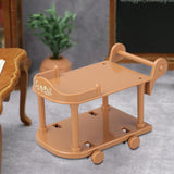 Maxbell 1:12 Dollhouse Kitchen Serving Cart Miniature for Furnishings Home Dollhouse Brown
