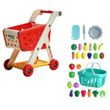 Maxbell Kids Shopping Cart Trolley Set with Pretend Play Accessory Desk Storage Toys