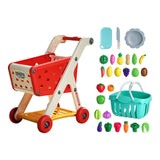 Maxbell Kids Shopping Cart Trolley Set with Pretend Play Accessory Desk Storage Toys