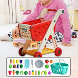 Maxbell Kids Shopping Cart Trolley Set with Pretend Play Accessory Desk Storage Toys