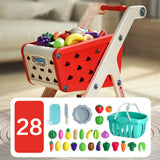 Maxbell Kids Shopping Cart Trolley Set with Pretend Play Accessory Desk Storage Toys