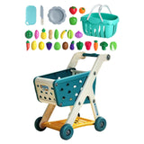 Maxbell Kids Shopping Cart Trolley Set with Pretend Play Accessory Desk Storage Toys