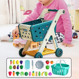Maxbell Kids Shopping Cart Trolley Set with Pretend Play Accessory Desk Storage Toys