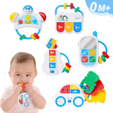 Maxbell 5 Pieces Baby Rattle Set Textures with Music Sound for Infants Newborns Kids