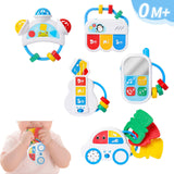 Maxbell 5 Pieces Baby Rattle Set Textures with Music Sound for Infants Newborns Kids