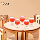 Maxbell 10x Dollhouse Drinking Water Cups Model Life Scene 1:12 Miniature Wine Glass Red