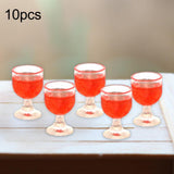 Maxbell 10x Dollhouse Drinking Water Cups Model Life Scene 1:12 Miniature Wine Glass Red