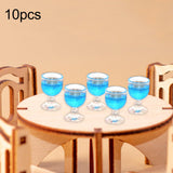 Maxbell 10x Dollhouse Drinking Water Cups Model Life Scene 1:12 Miniature Wine Glass Blue