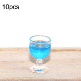 Maxbell 10x Dollhouse Drinking Water Cups Model Life Scene 1:12 Miniature Wine Glass Blue