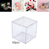 Maxbell 50x Clear Acrylic Display Case 3.3x3.3x3.3cm Small Candy Box for Doll Crafts