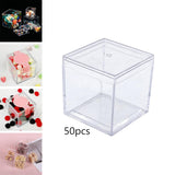 Maxbell 50x Clear Acrylic Display Case 3.3x3.3x3.3cm Small Candy Box for Doll Crafts