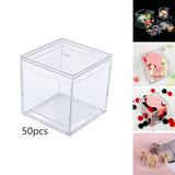 Maxbell 50x Clear Acrylic Display Case 3.3x3.3x3.3cm Small Candy Box for Doll Crafts