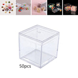 Maxbell 50x Clear Acrylic Display Case 3.3x3.3x3.3cm Small Candy Box for Doll Crafts