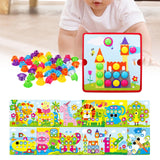 Maxbell Mosaic Pegboard Educational Toys with Pegs for 2 3 4 Year Olds Kids Toddlers Style C